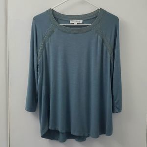 Rose + Olive Blue/Sage  Long Sleeve Top